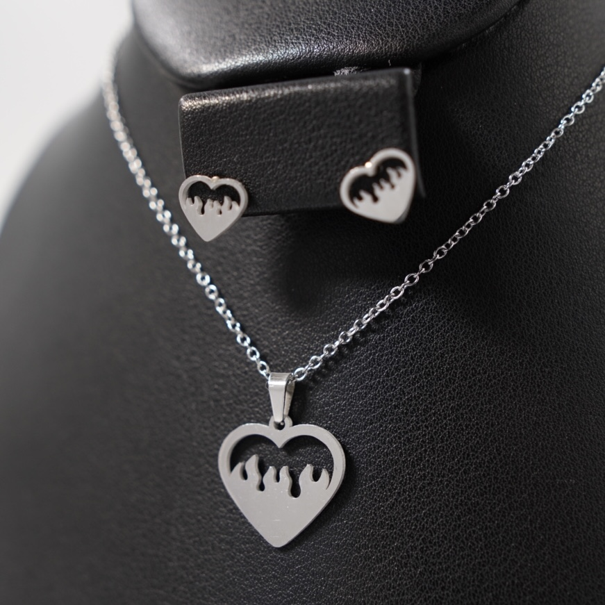 JUEGUITO ECO CORAZON CON FUEGO PLATEADO