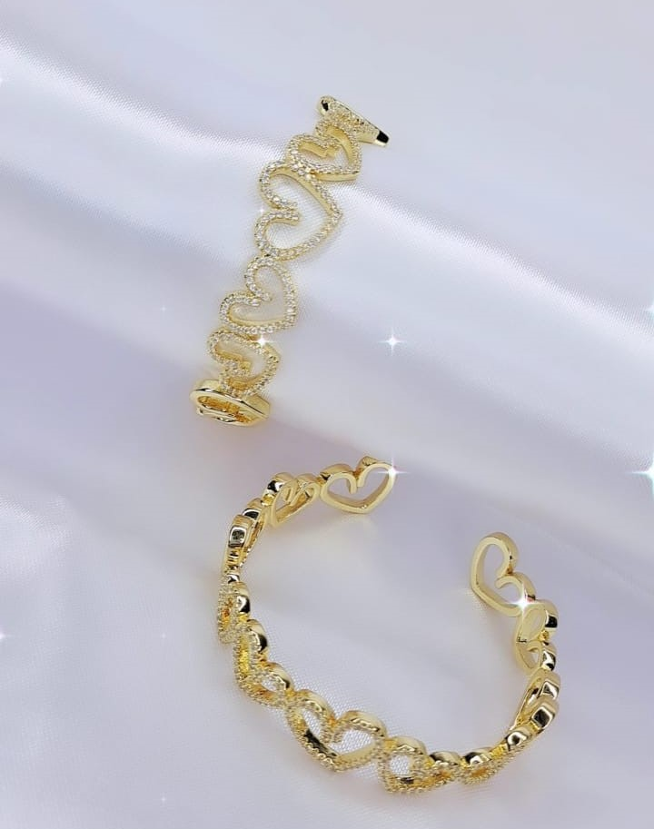 MANILLA DORADA CORAZONES DE DIAMANTES