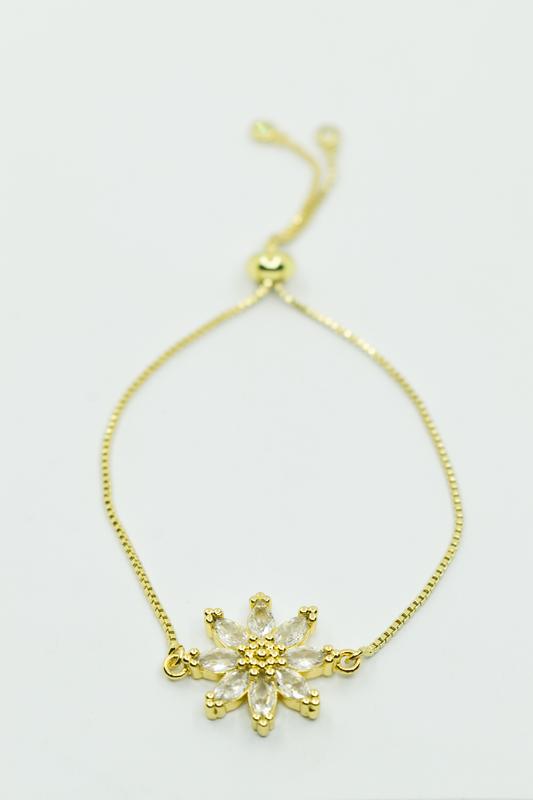 MANILLA DORADA FLOR BLANCA