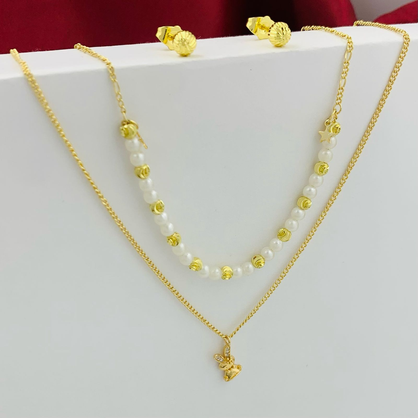 JUEGO DOBLE CADENA FIGURA PERLA